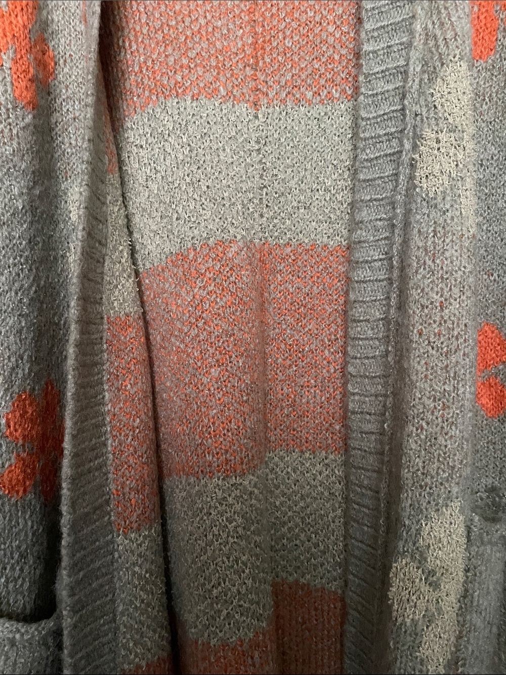 POL Floral Stripe Open-Front Cardigan - Gray & Coral - Picture 13 of 14